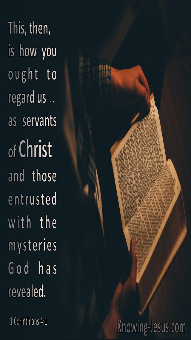 1 Corinthians 4:1 Regard Us As Servants Of Christ Entrusted WIth The Mysteries Of God (gray)